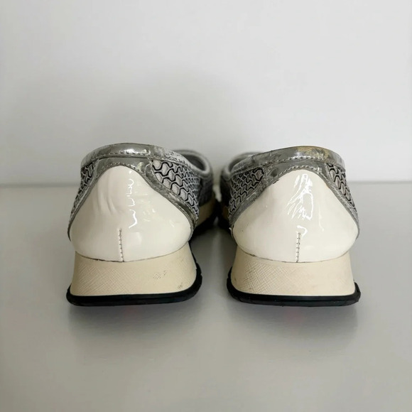 Prada Sport Ballet Shoes Trainers Metallic Mesh Patent Leather Size 36.5 Vintage - Picture 4 of 14
